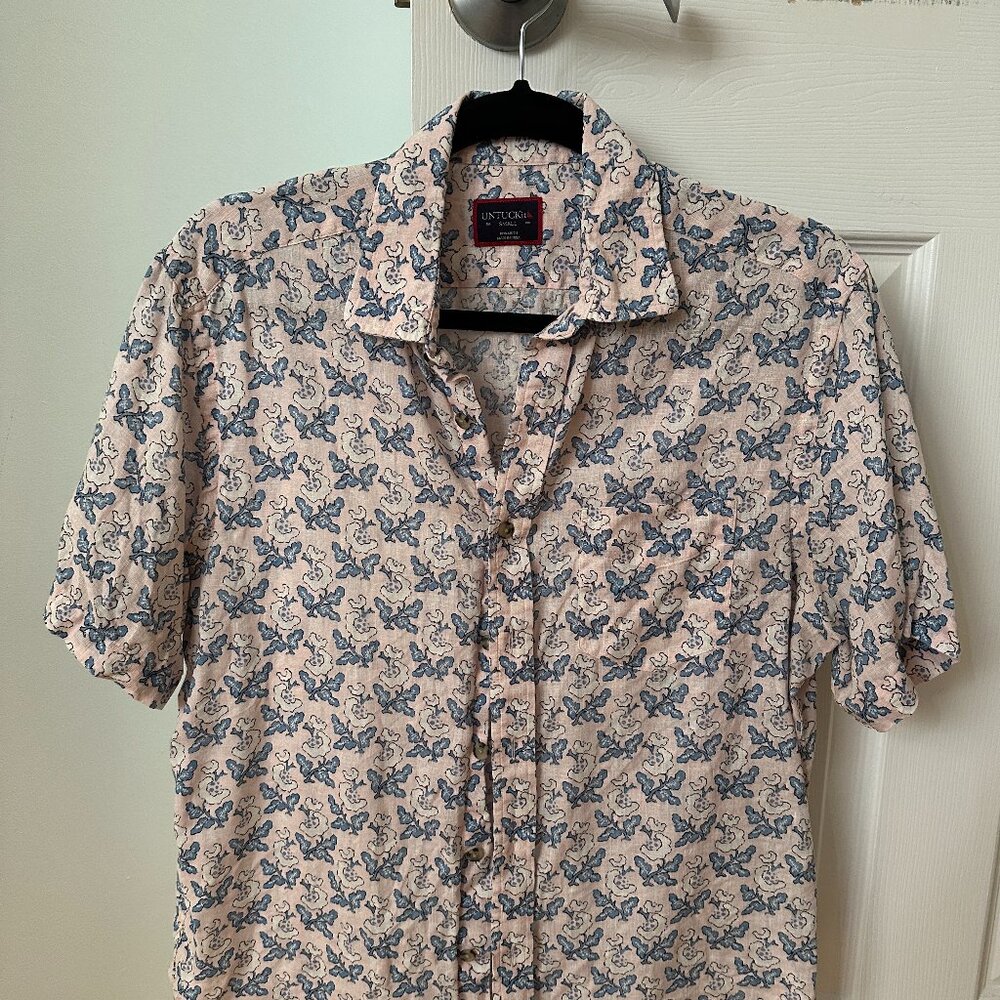 UNTUCKit Beige and Blue Casual Button Down Shirt